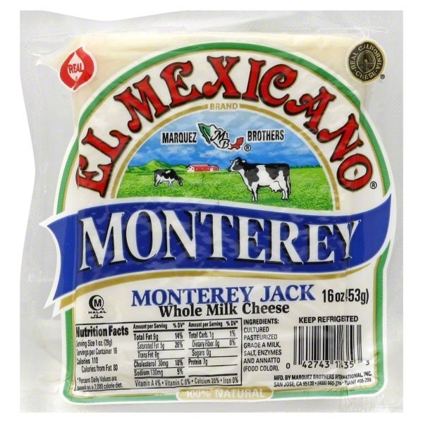 slide 1 of 1, El Mexicano Queso Monterey Cheese, 16 oz