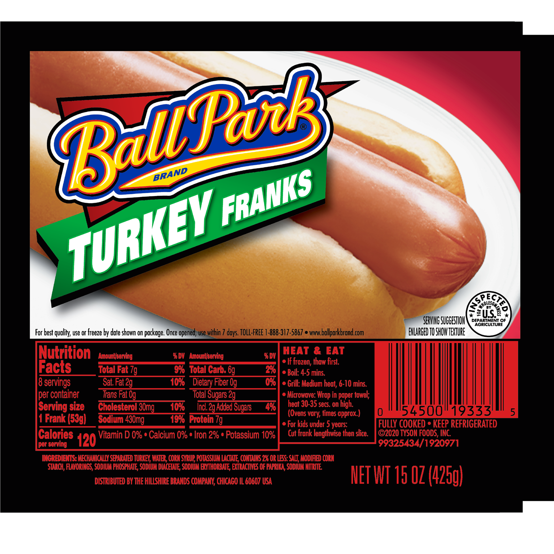 slide 1 of 2, Ball Park Turkey Franks, 15 oz