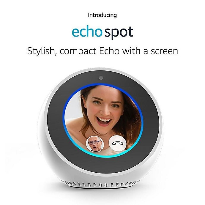 slide 3 of 5, Amazon Echo Spot - White, 1 ct