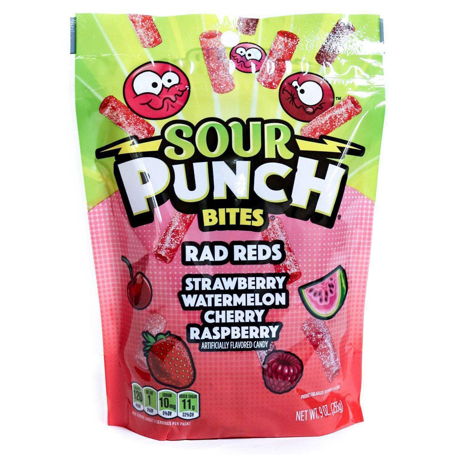 slide 1 of 9, Sour Punch Bites Rad Reds Candy, 9oz Bag, 1 ct