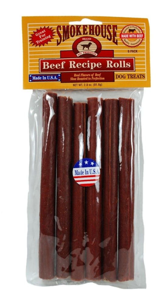 slide 1 of 1, Smokehouse Dog Treats Beef Rolls 6 Count - 2.8 Oz, 2.8 oz