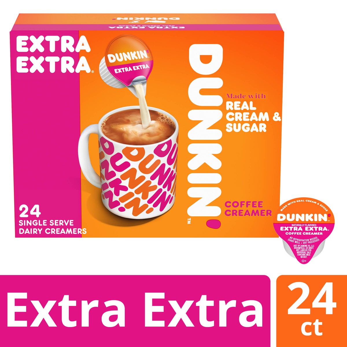 slide 6 of 16, Dunkin' Extra Extra Coffee Creamer Singles- 24 fl oz, 24 fl oz