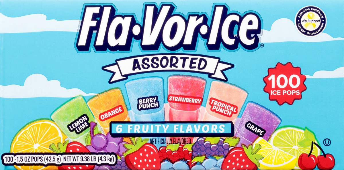 slide 3 of 9, Fla-Vor-Ice Assorted Freezer Pops, 100 ct