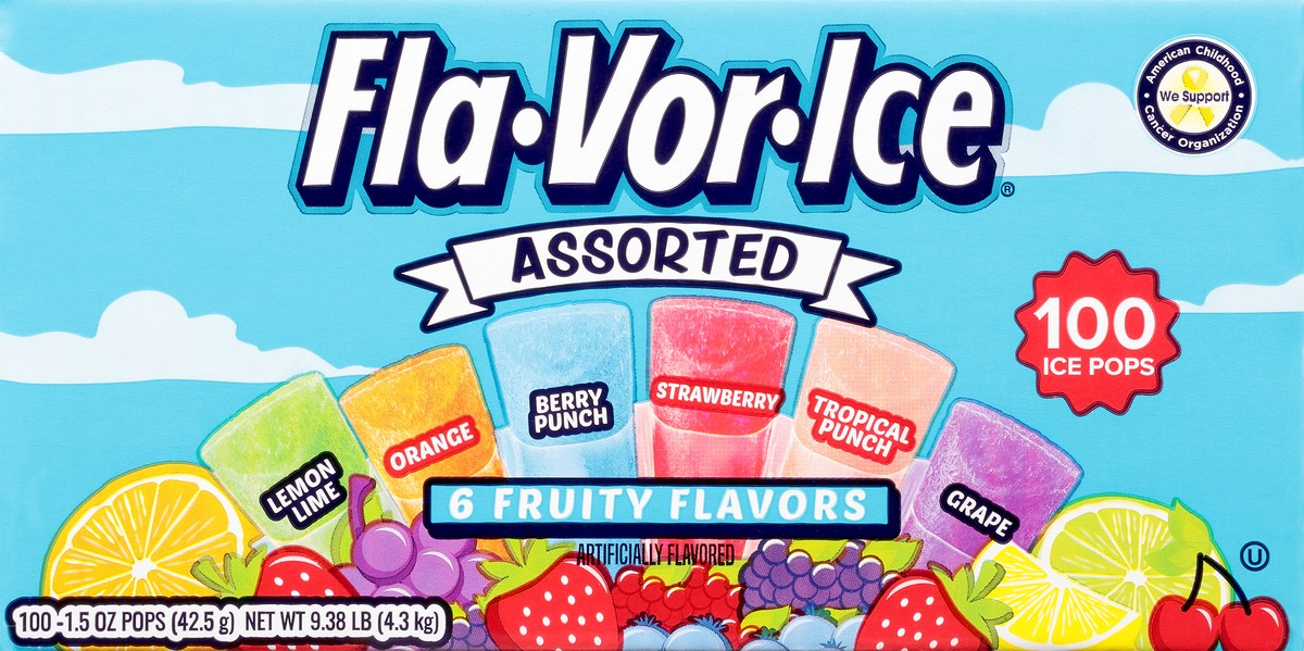 slide 8 of 9, Fla-Vor-Ice Assorted Freezer Pops, 100 ct