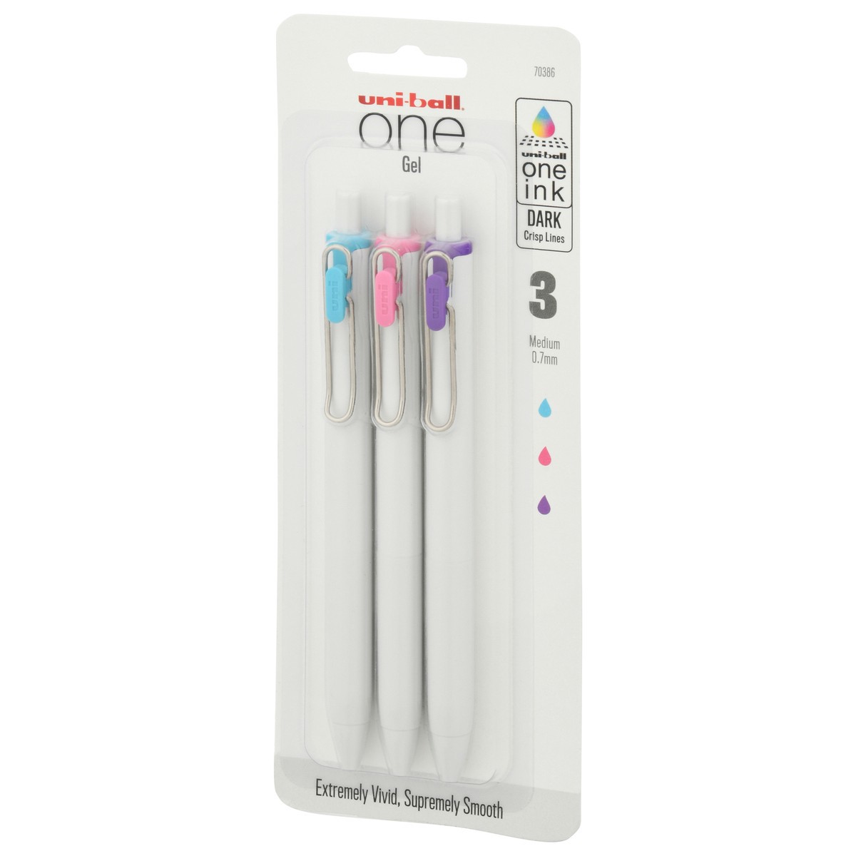 slide 5 of 9, uni-ball One Medium 0.7 mm Dark Gel Pens 3 ea, 3 ct