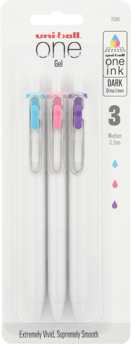 slide 2 of 9, uni-ball One Medium 0.7 mm Dark Gel Pens 3 ea, 3 ct