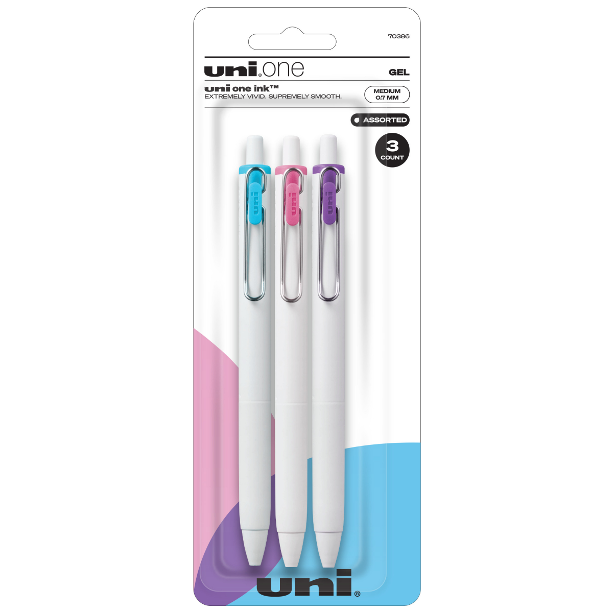 slide 1 of 9, uni-ball One Medium 0.7 mm Dark Gel Pens 3 ea, 3 ct