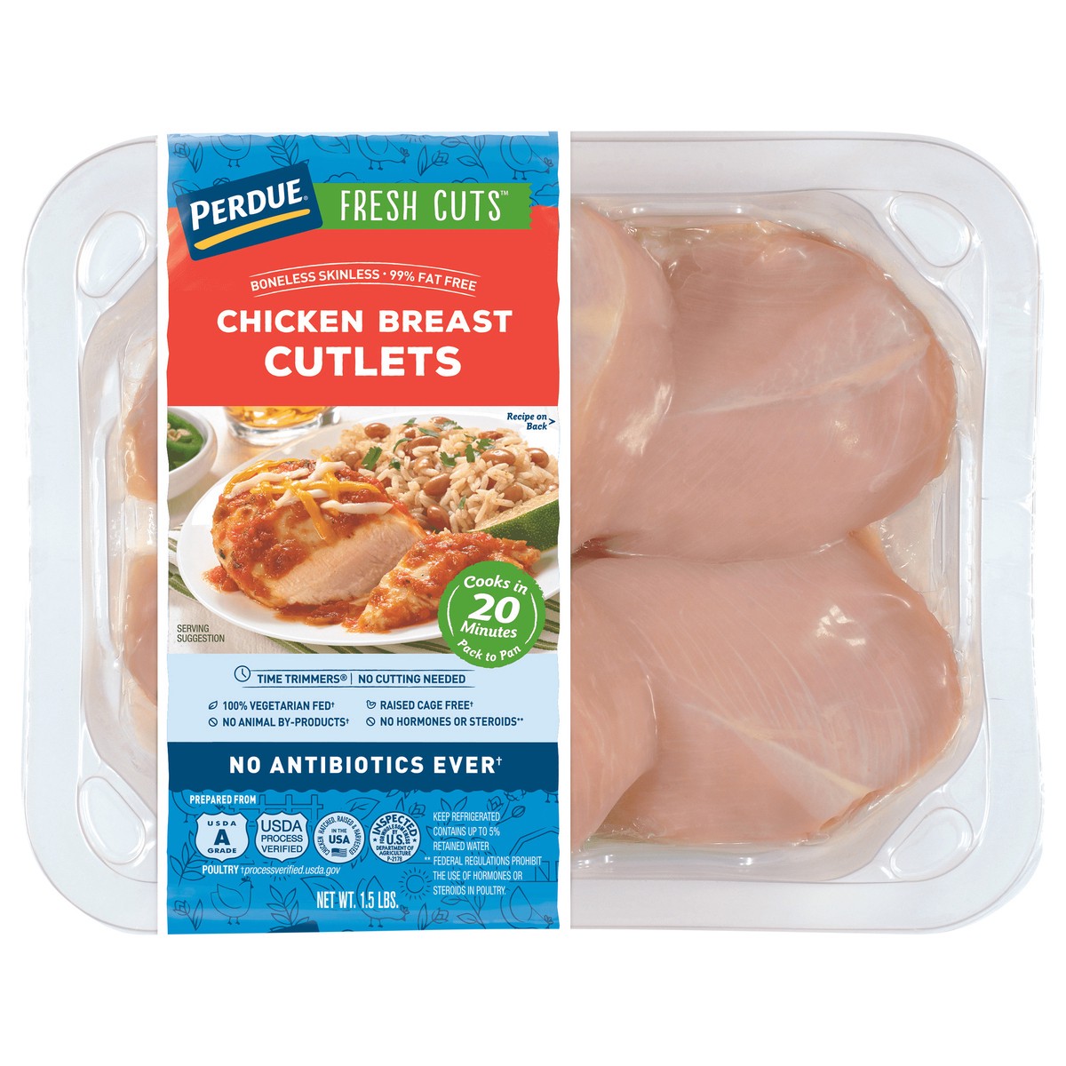 slide 1 of 9, Perdue Fresh Cuts Boneless Skinless Chicken Breast Cutlets, 1.5 lb