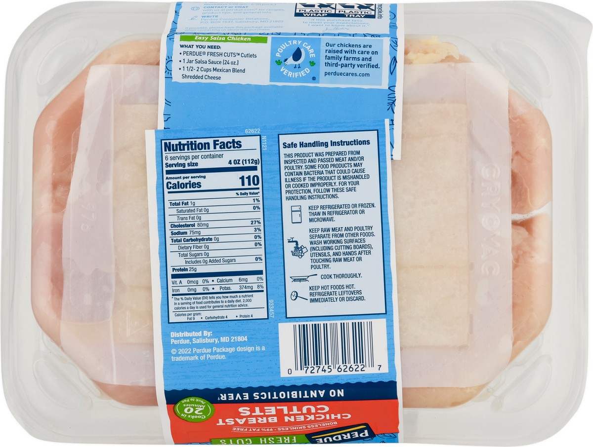 slide 9 of 9, Perdue Fresh Cuts Boneless Skinless Chicken Breast Cutlets, 1.5 lb