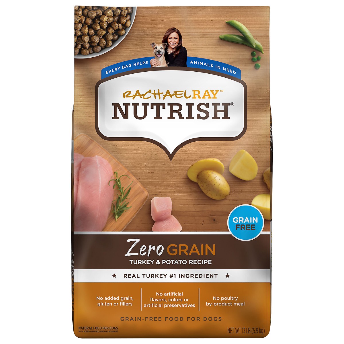 slide 1 of 9, Rachael Ray Nutrish Zero Grain Turkey & Potato Recipe, Dry Dog Food, 13lb Bag (Packaging May Vary), 13 lb
