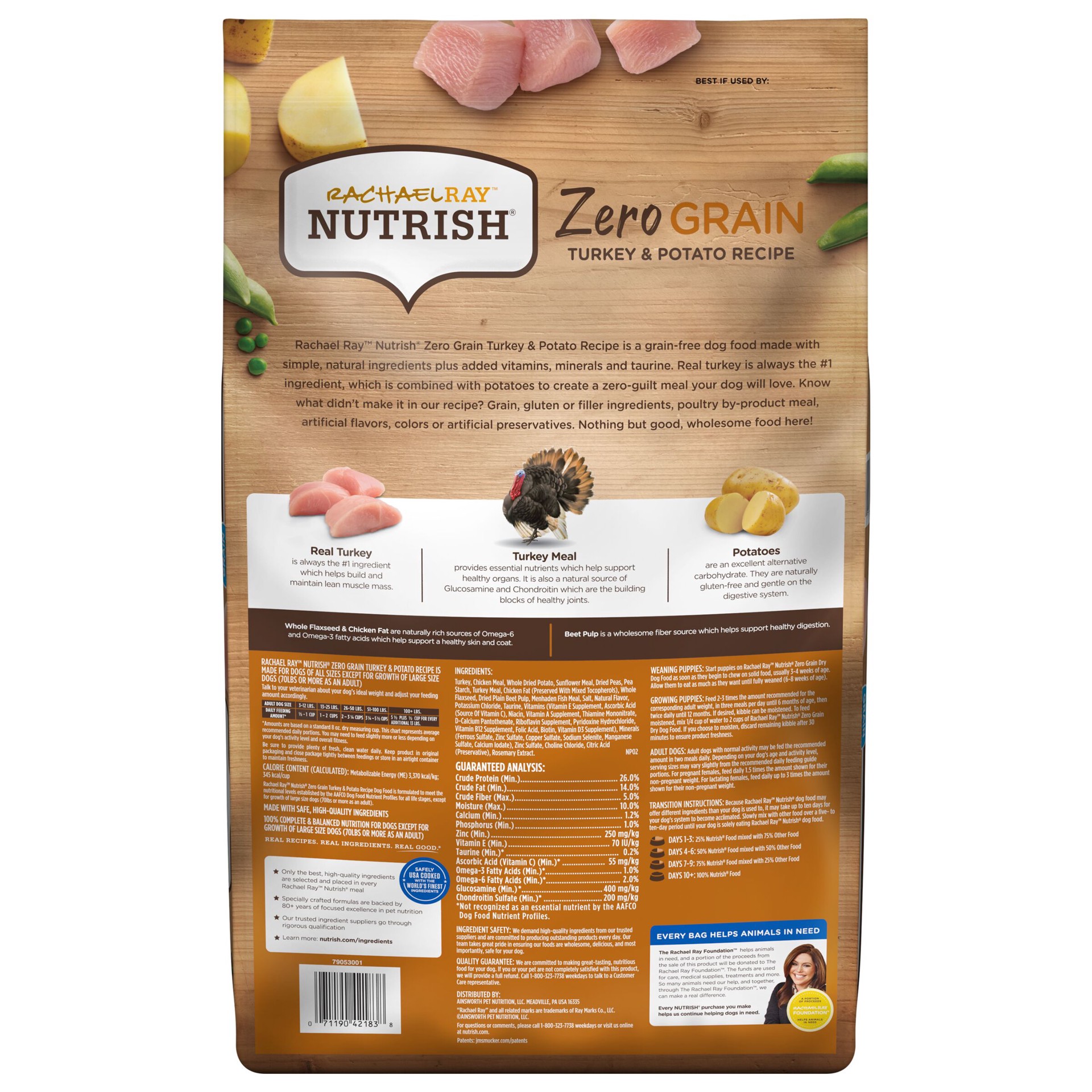slide 8 of 9, Rachael Ray Nutrish Zero Grain Turkey & Potato Recipe, Dry Dog Food, 13lb Bag (Packaging May Vary), 13 lb