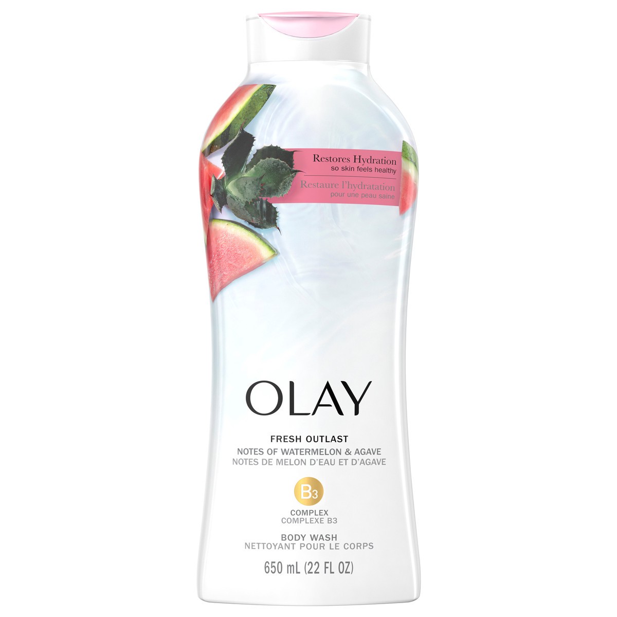 slide 1 of 1, Olay Fresh Outlast Notes of Watermelon & Agave Body Wash, 22 fl oz, 22 fl oz