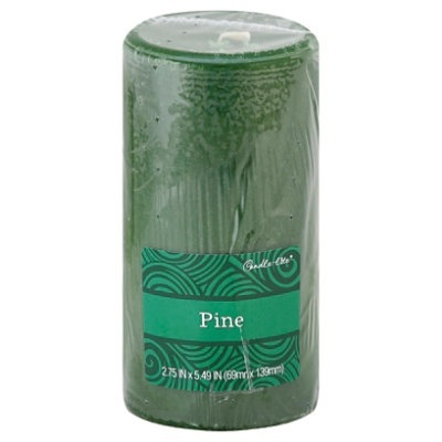 slide 1 of 1, Candle-Lite Kovera Pine Pillar Candle - Green - 5.49 Inch, 5.49 in