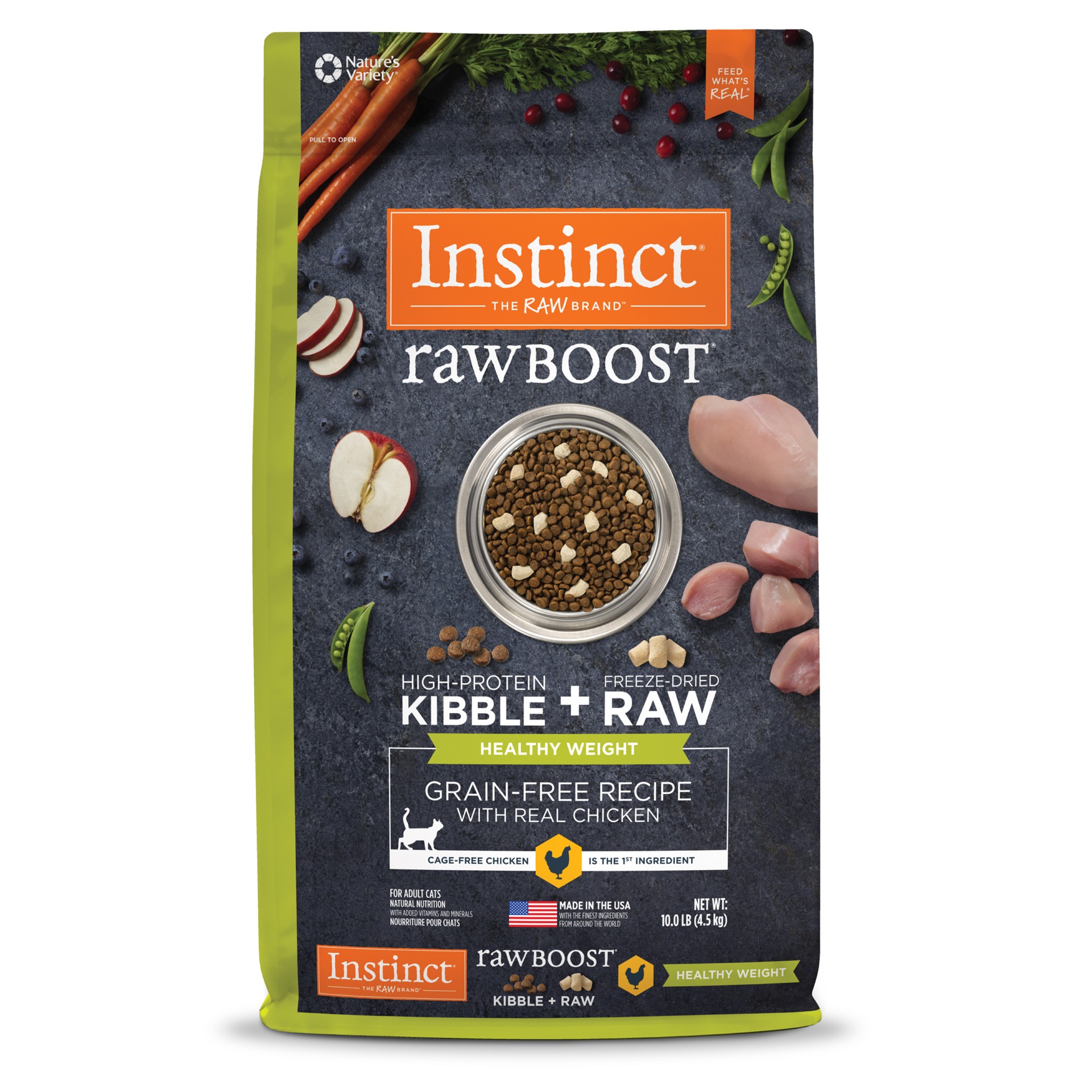 slide 1 of 8, Instinct Raw Boost Healthy Weight Chicken Dry Cat Food, 10 lb. Bag, 10 lb