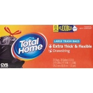 slide 1 of 1, Total Home By CVS Large Trash Bags, 25 ct