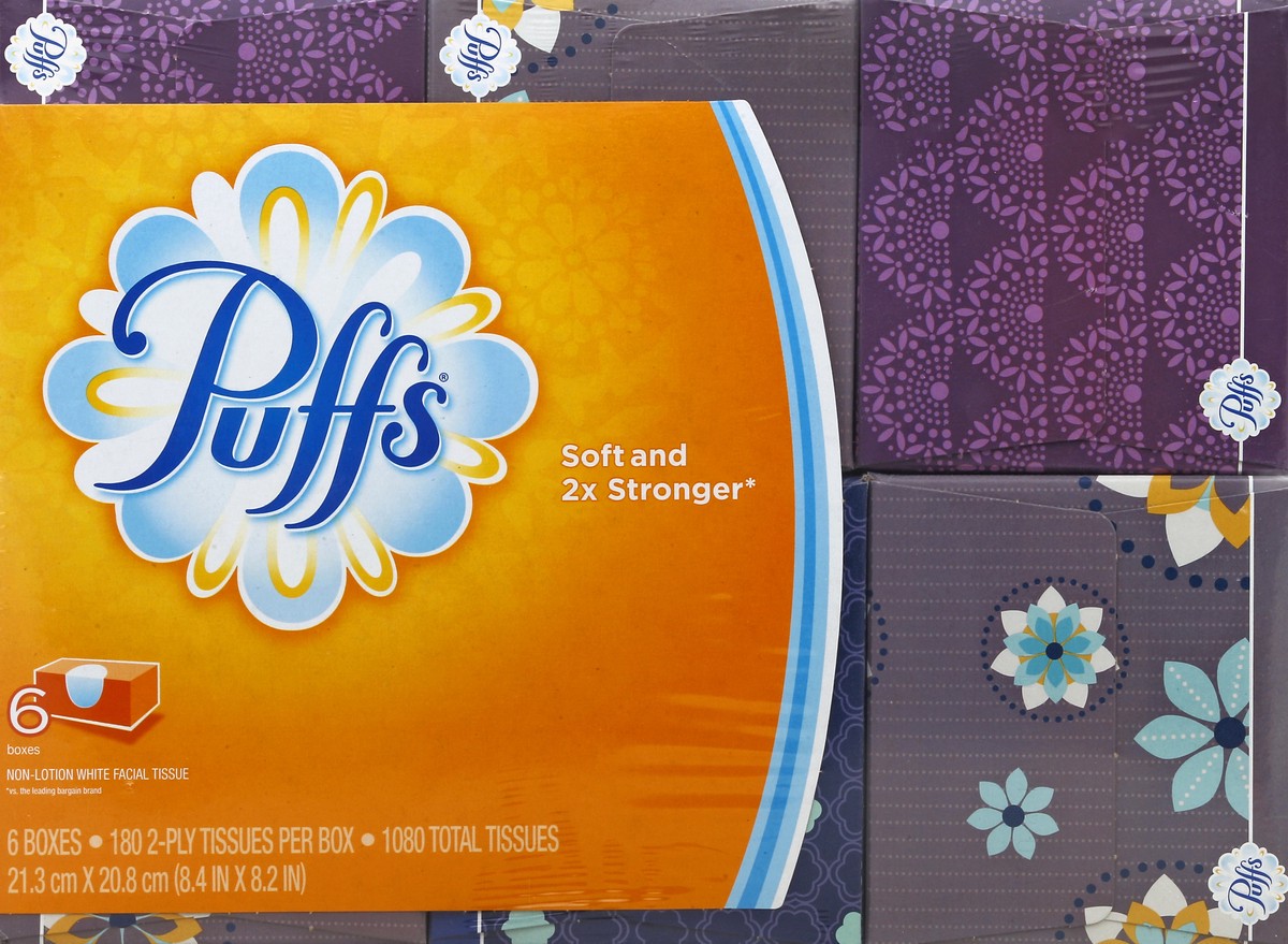 slide 1 of 5, Puffs Facial Tissue 6 ea, 6 ct