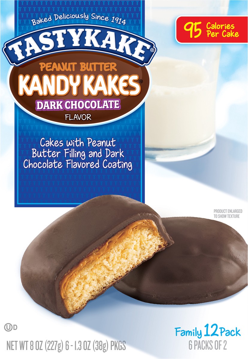 slide 1 of 9, Tastykake Kandy Kakes Peanut Butter Dark Chocolate Cakes 12 ct Box, 12 ct