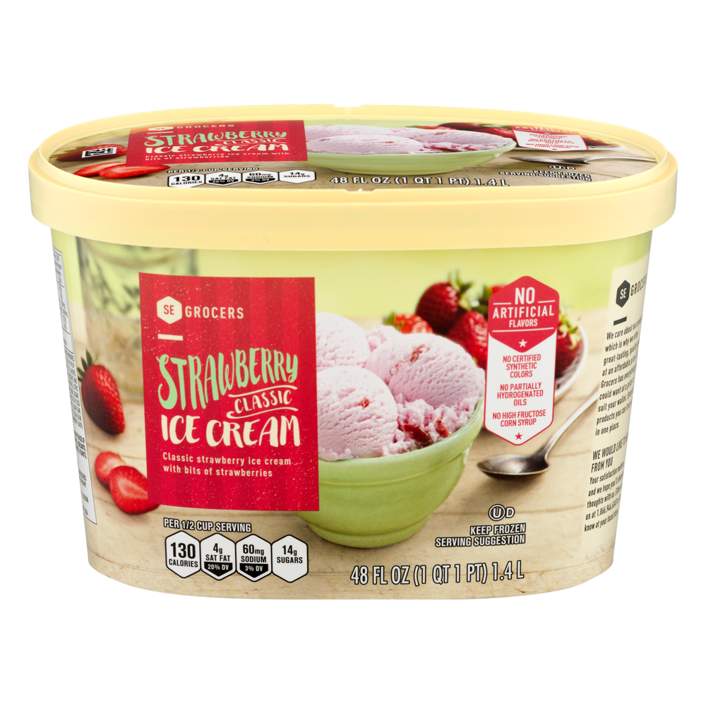 slide 1 of 1, SE Grocers Classic Ice Cream Strawberry, 48 oz