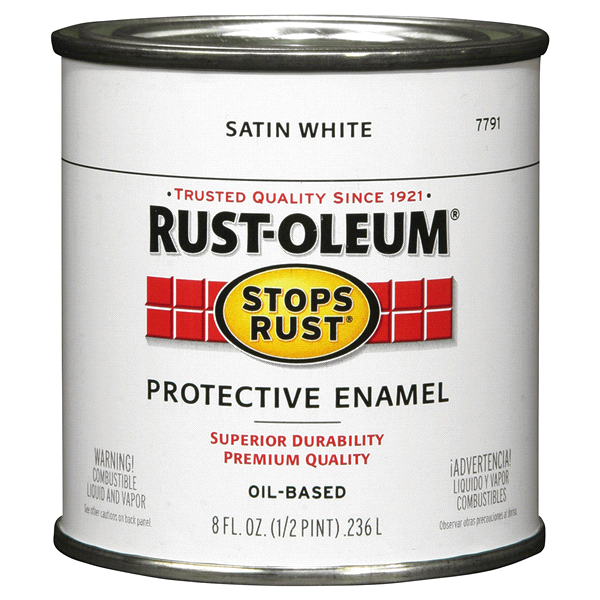 slide 1 of 1, Rust-Oleum Stops Rust Protective Enamel Paint 7791730, Satin White, 1/2 pint
