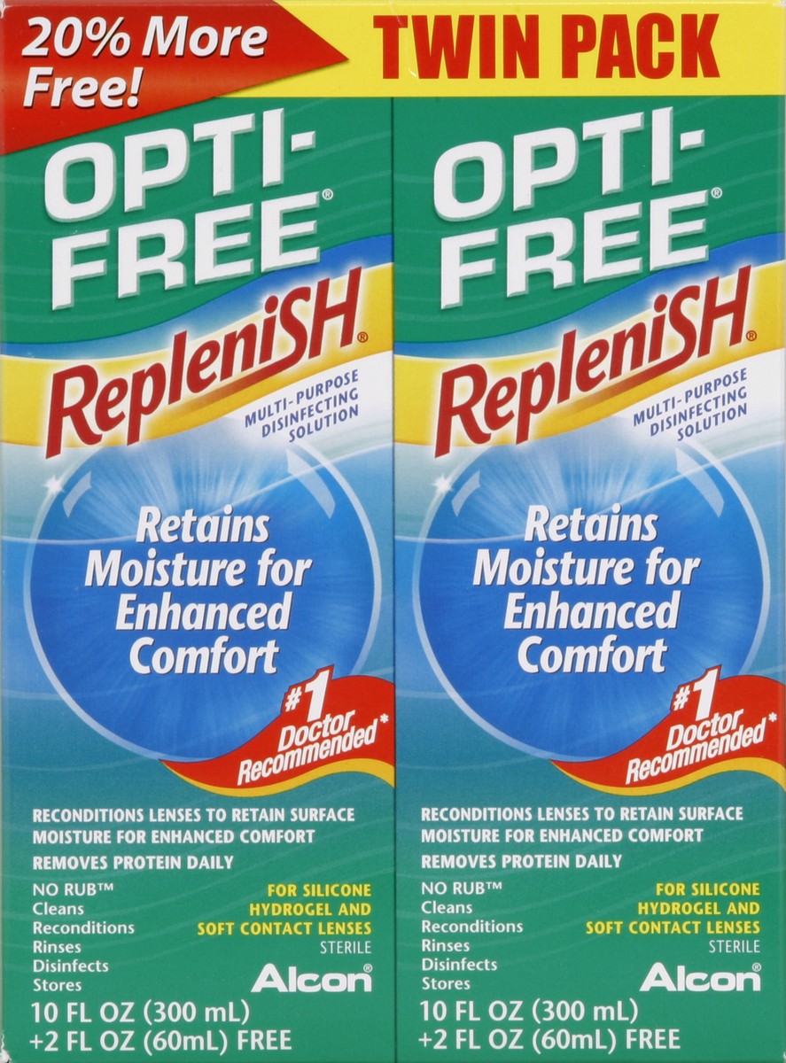 slide 4 of 4, Opti-Free Replenish Disinfecting Solution Twin Pack, 24 fl oz