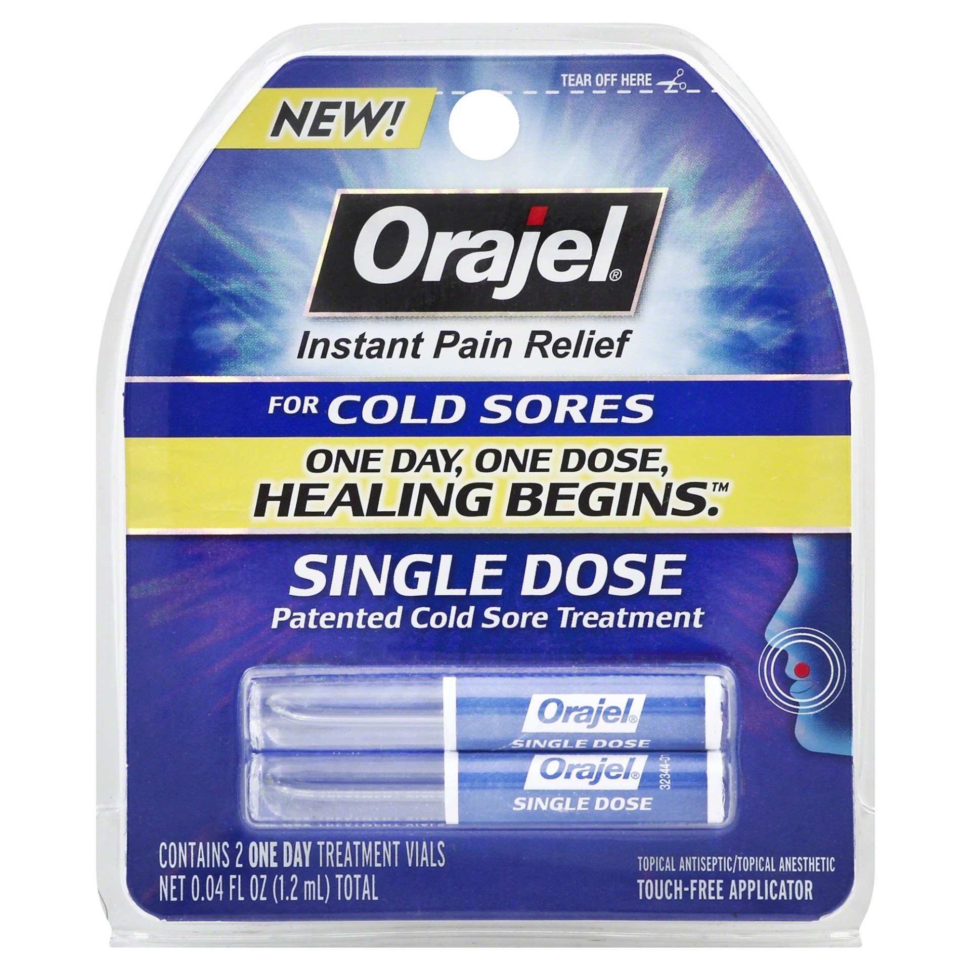 slide 1 of 4, Orajel Cold Sore Treatment – Instant Relief for Cold Sore Pain- From #1 Oral Pain Relief Brand, 0.08 oz