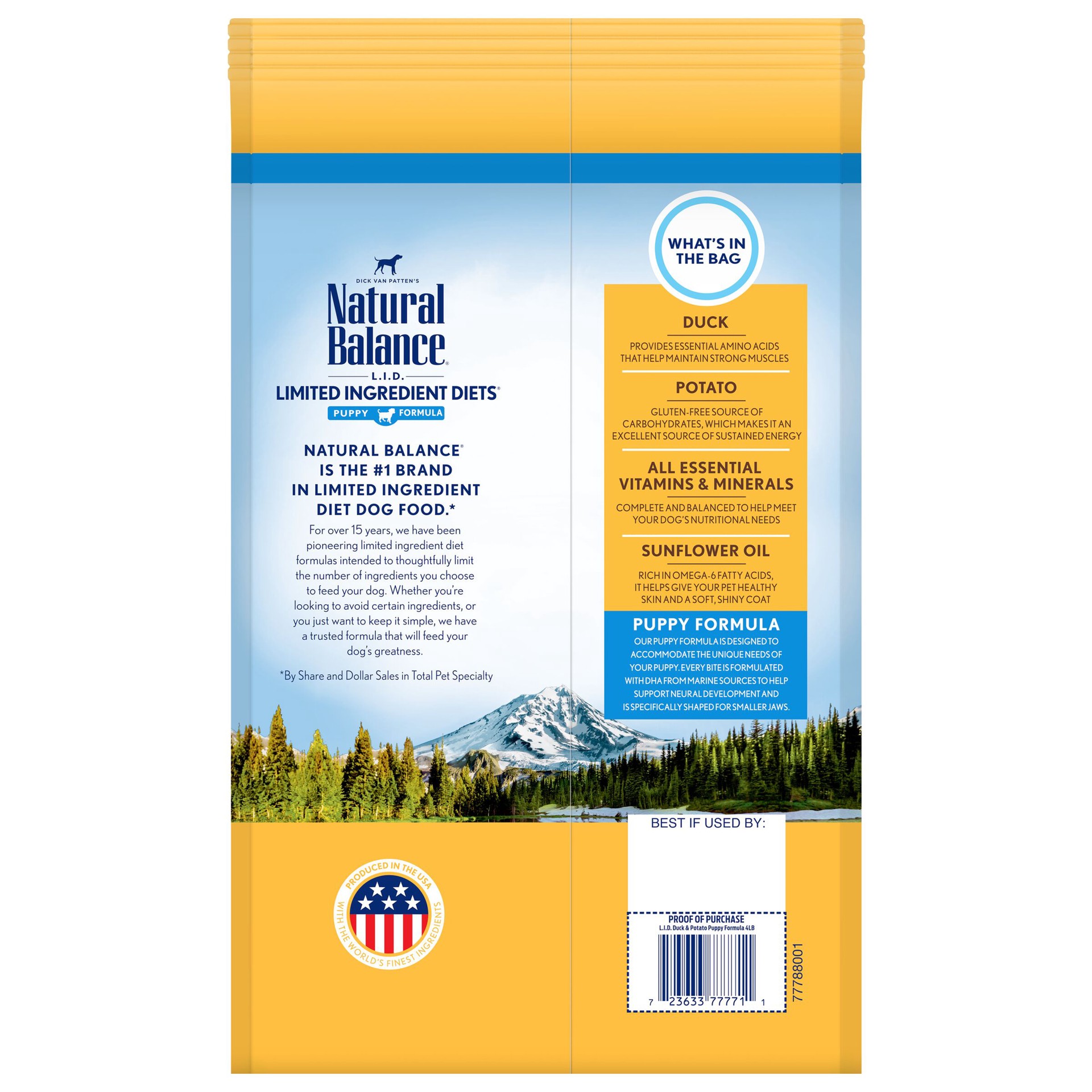 slide 4 of 5, Natural Balance L.I.D. Limited Ingredient Diets Duck & Potato Puppy Formula Dry Dog Food, 4 Pounds, 4 lb