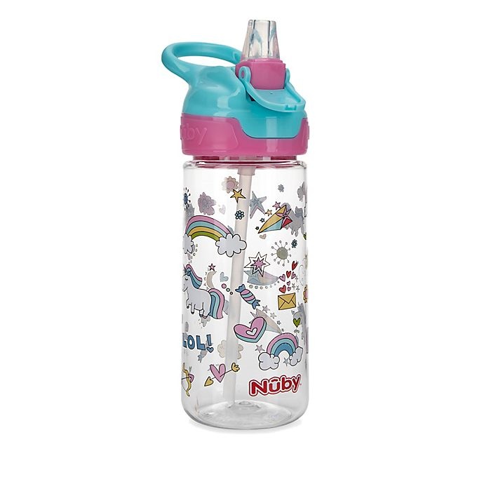 slide 1 of 3, Nuby Flip-It Unicorn Reflex Tumbler, 18 oz