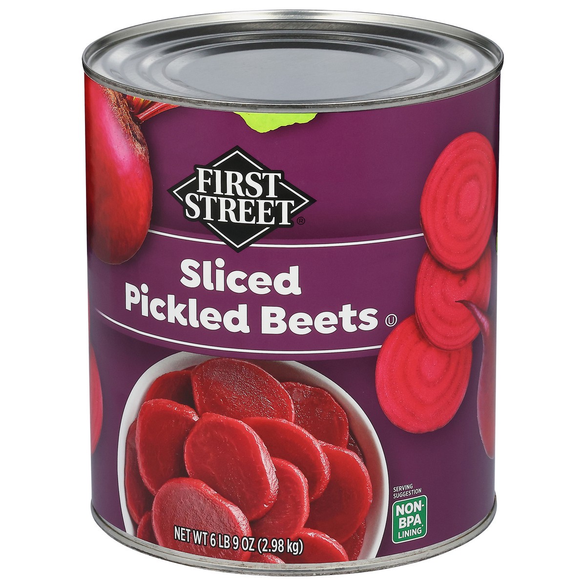 slide 6 of 13, First Street Sliced Pickled Beets, 105 oz