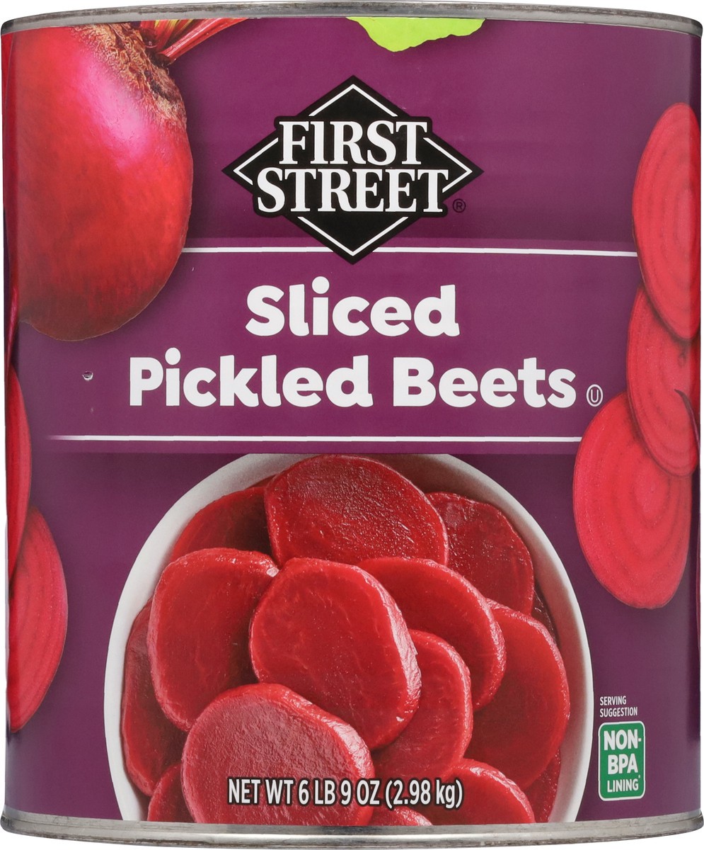 slide 13 of 13, First Street Sliced Pickled Beets, 105 oz