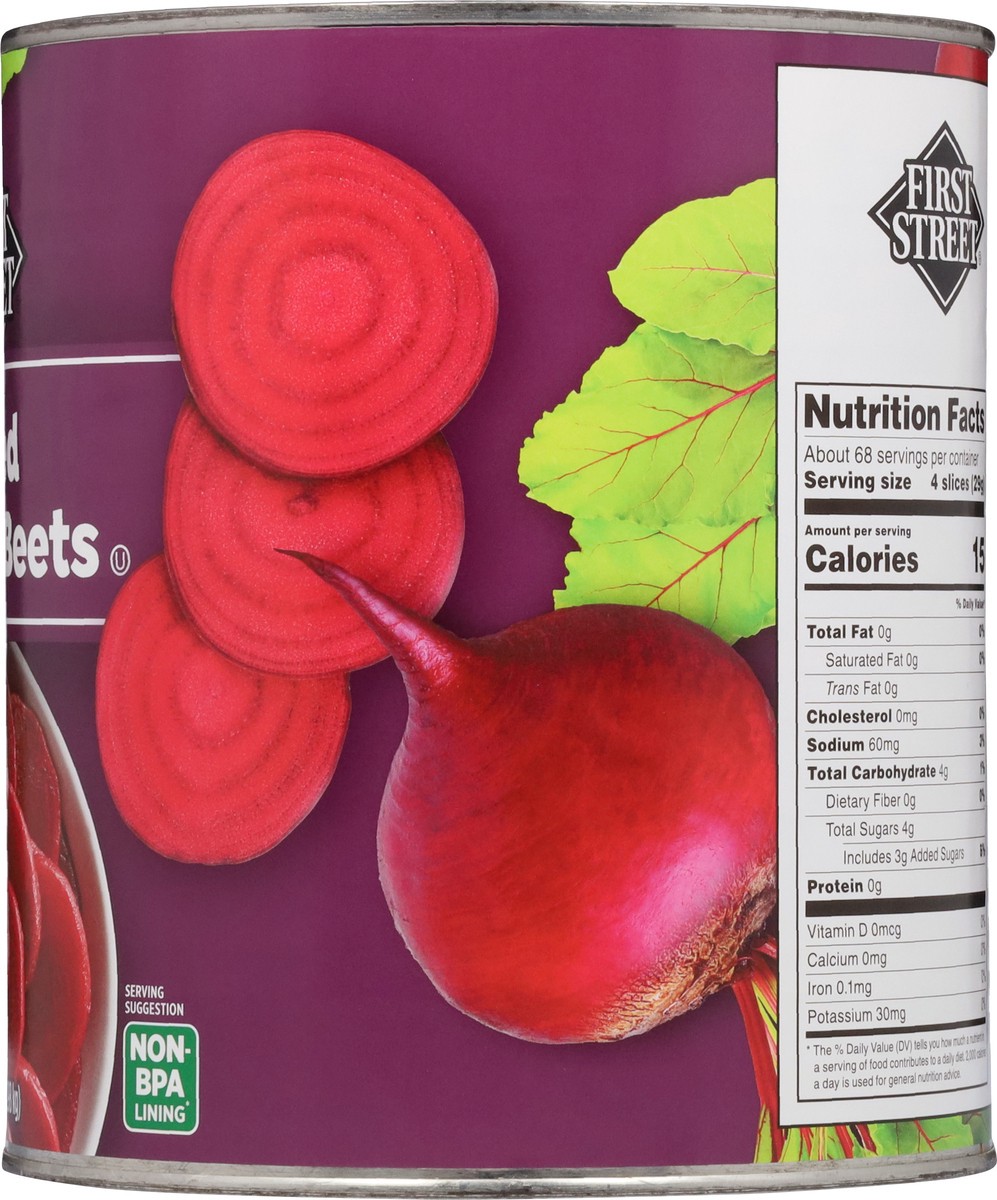 slide 2 of 13, First Street Sliced Pickled Beets, 105 oz