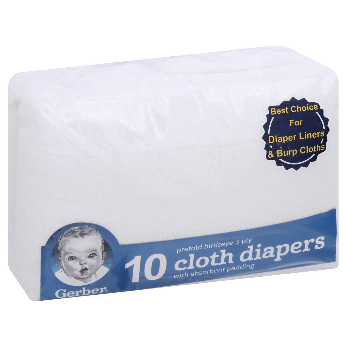 slide 2 of 9, Gerber Prefold Birdseye 3-Ply Cloth Diapers 10 ea, 10 ct