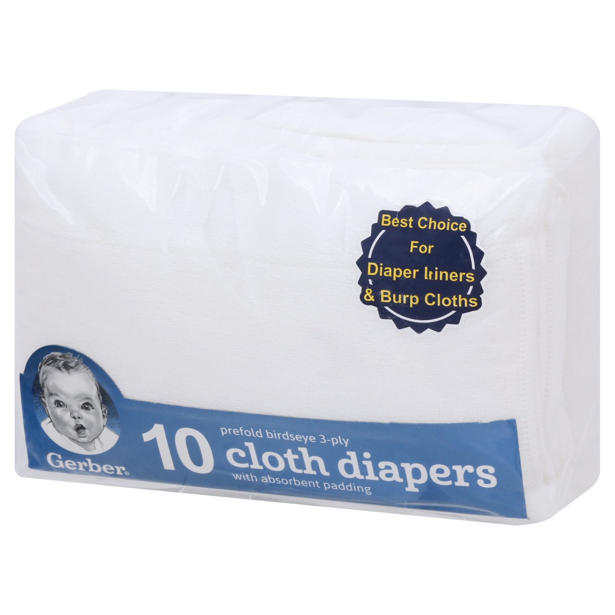 slide 3 of 9, Gerber Prefold Birdseye 3-Ply Cloth Diapers 10 ea, 10 ct