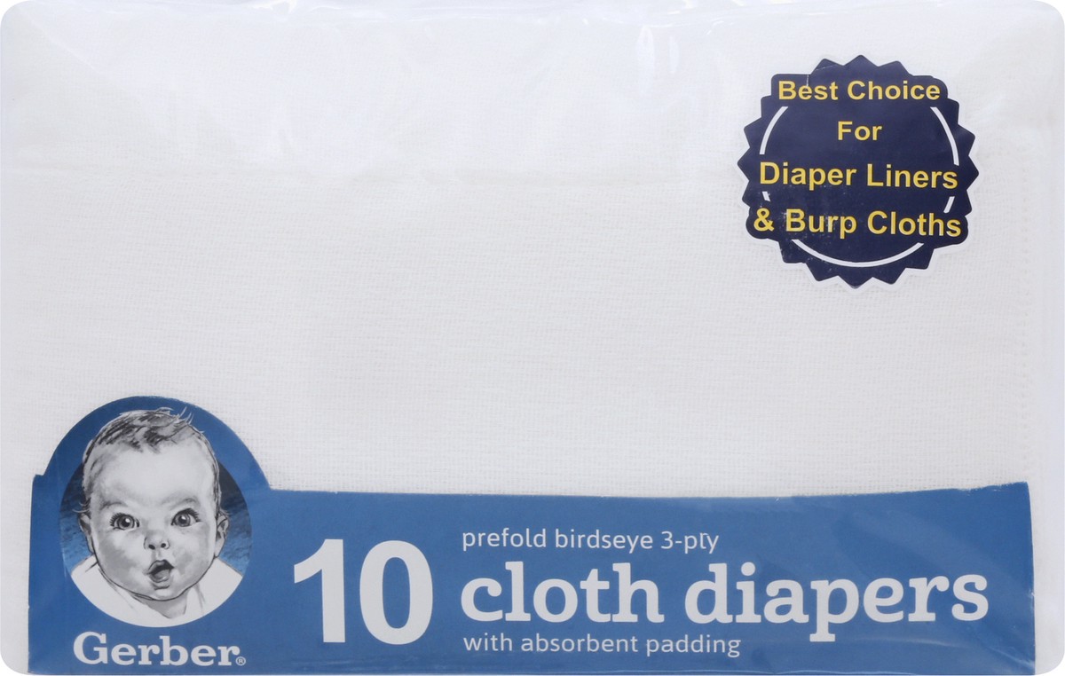 slide 6 of 9, Gerber Prefold Birdseye 3-Ply Cloth Diapers 10 ea, 10 ct