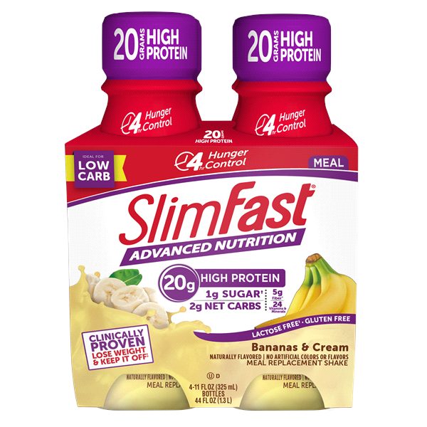 slide 1 of 1, SlimFast Advanced High Protein Bananas & Cream, 11 fl oz