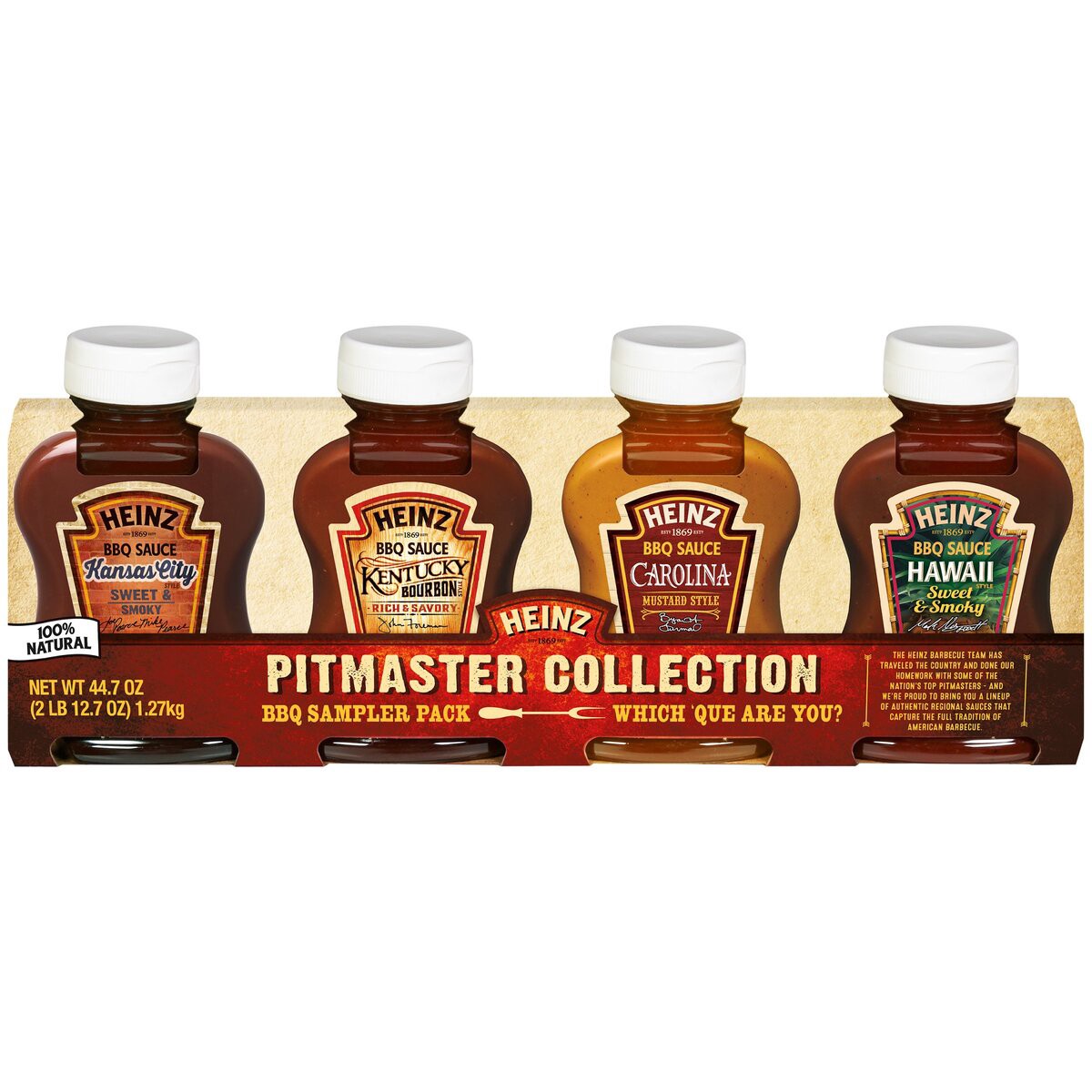 slide 1 of 8, Heinz BBQ Sauce Sampler Pitmaster Collection 4 count Sleeve, 44.7 oz