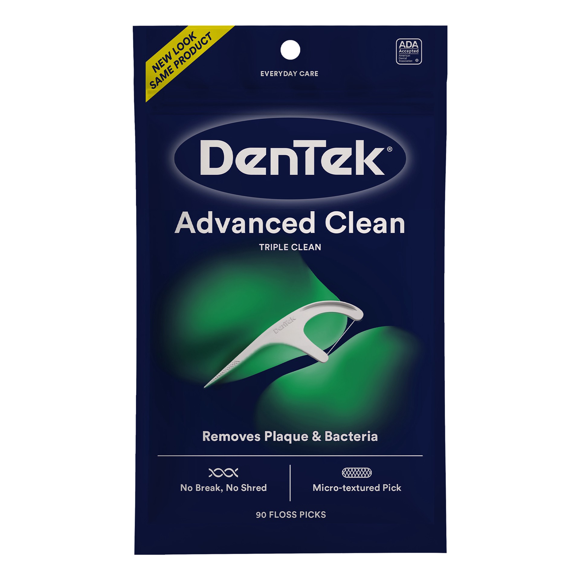 slide 1 of 2, DenTek Flossers, Advanced Clean Dental Floss Picks, No Break & No Shred Floss, 90 Count, 90 ct