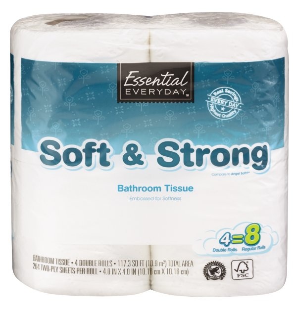 slide 1 of 1, Essential Everyday Double Roll Bath Tissue, 4 ct