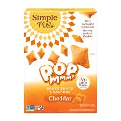 Simple Mills Pop Mmms Cheddar, Veggie Flour Baked Snack Crackers