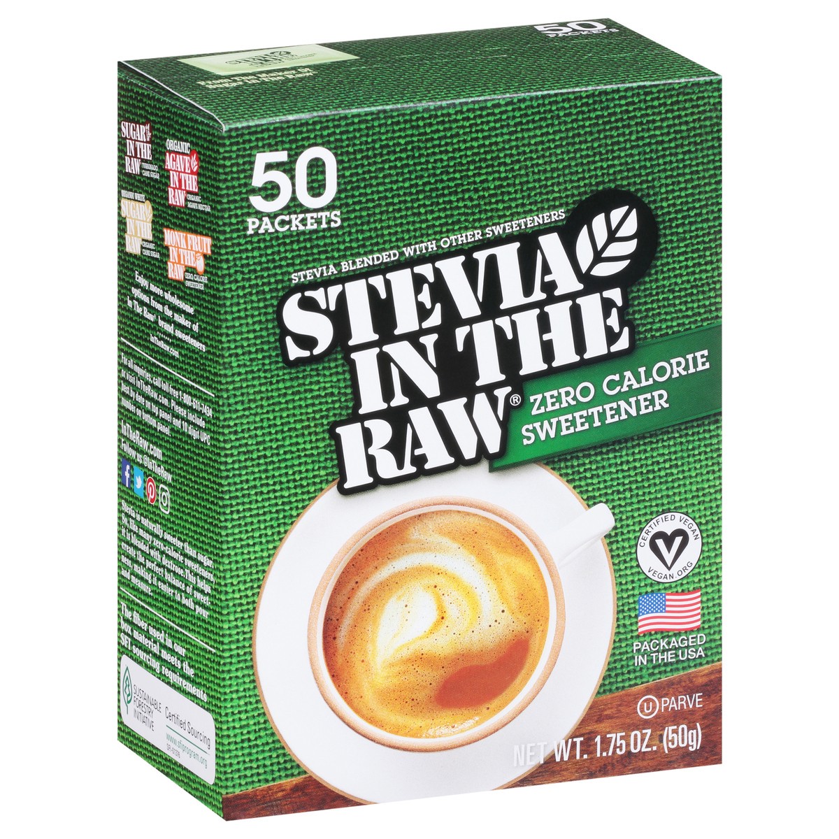 slide 12 of 15, Stevia In The Raw Zero Calorie Sweetener 50 ct Packets, 1.75 oz