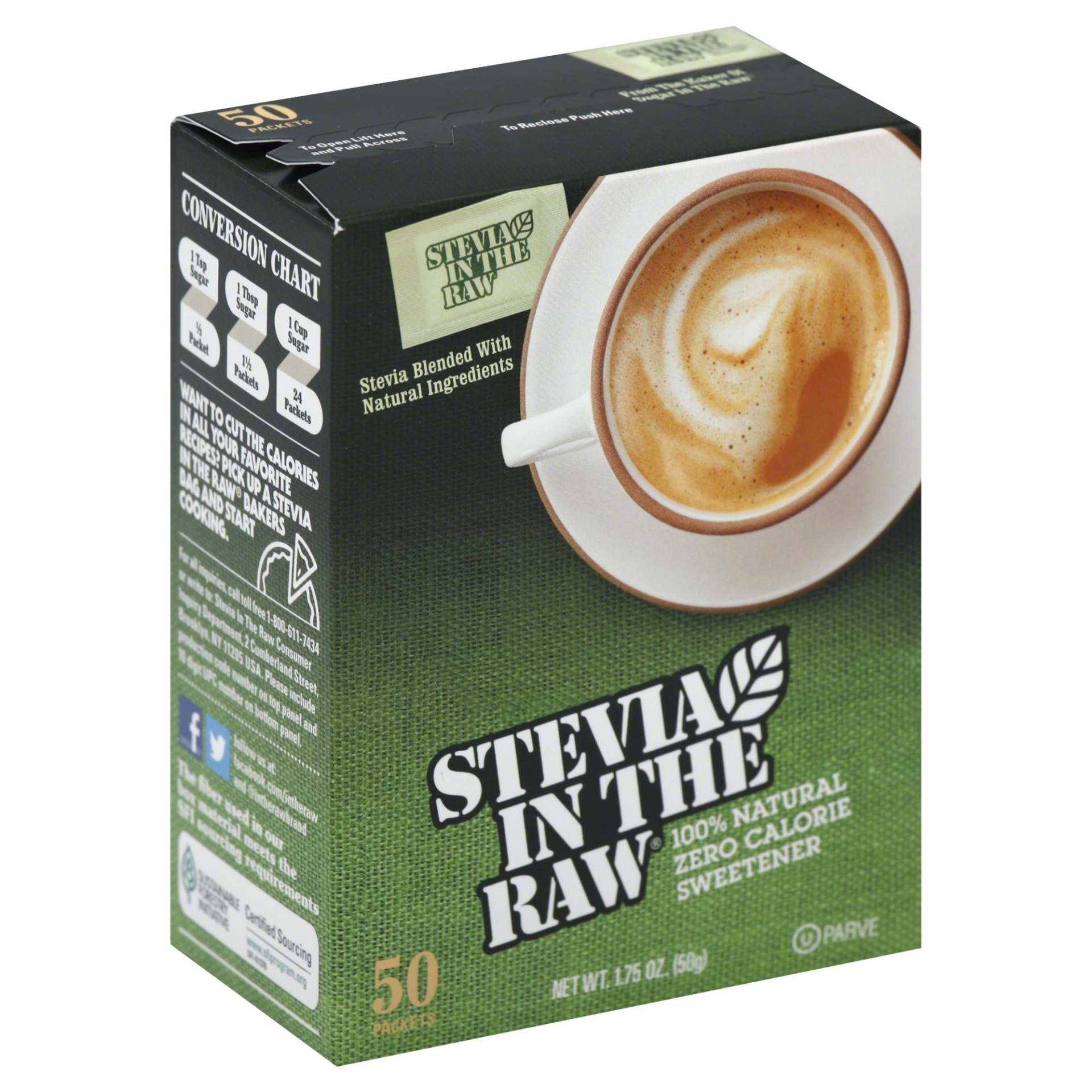 slide 1 of 1, Stevia in the Raw Zero Calorie Sweetener 50 ea, 50 ct