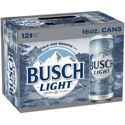 Busch Light American Lager Beer 12 Pack, 16 fl oz Cans