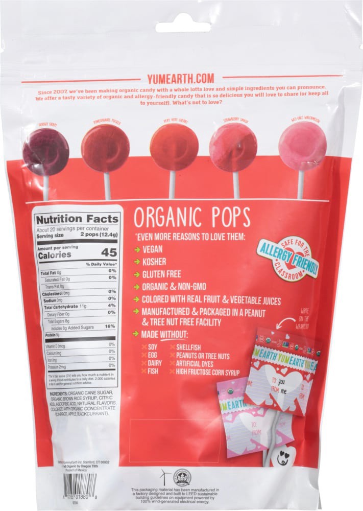 slide 2 of 2, YumEarth Organic Valentines Lollipops, 8.73 oz
