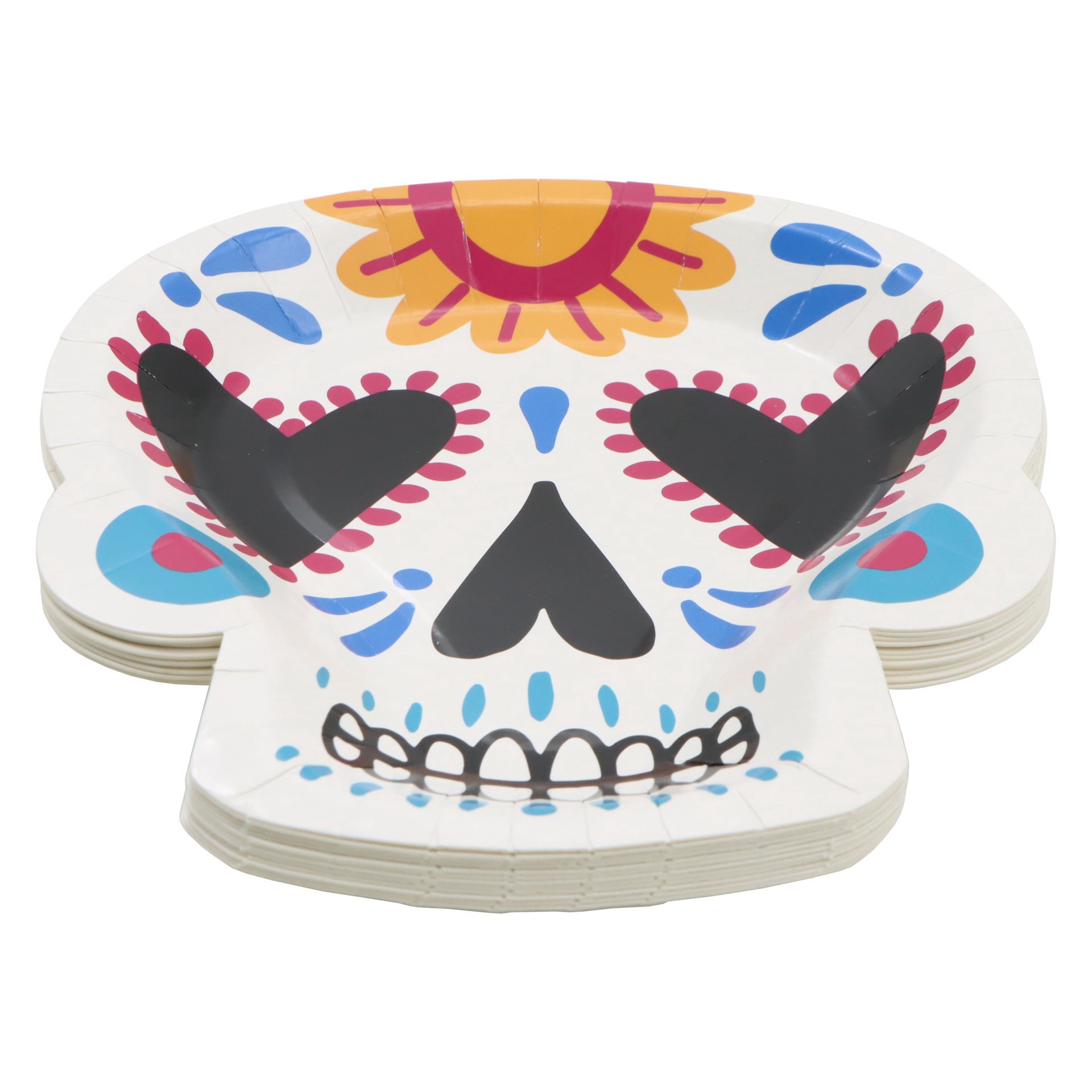 slide 2 of 3, 7" Sugar Skull Shaped Paper Plates, 12ct. By Ashland, 12 ct
