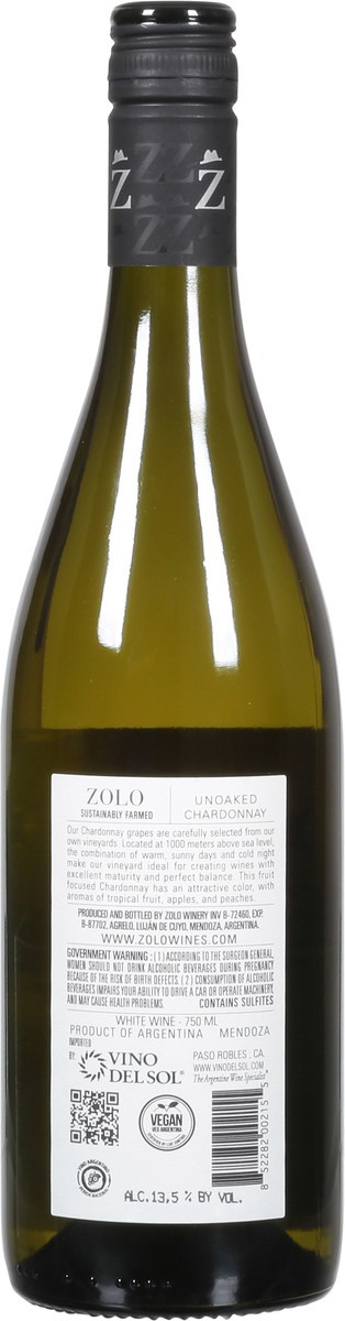 slide 6 of 13, Zolo Unoaked Chardonnay 750 ml, 