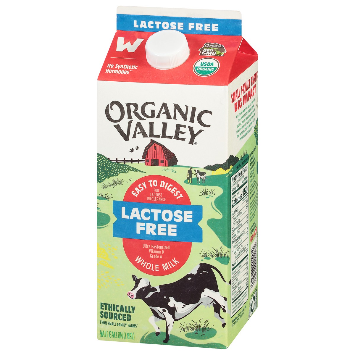 slide 3 of 9, Organic Valley Lactose Free Whole Milk 0.5 gal, 64 oz