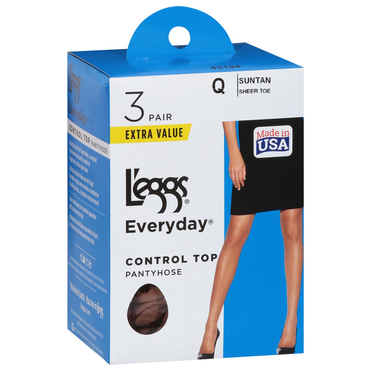 slide 2 of 9, L'eggs Everyday Extra Value Q Suntan Sheer Toe Control Top Pantyhose 3 ea, 3 ct
