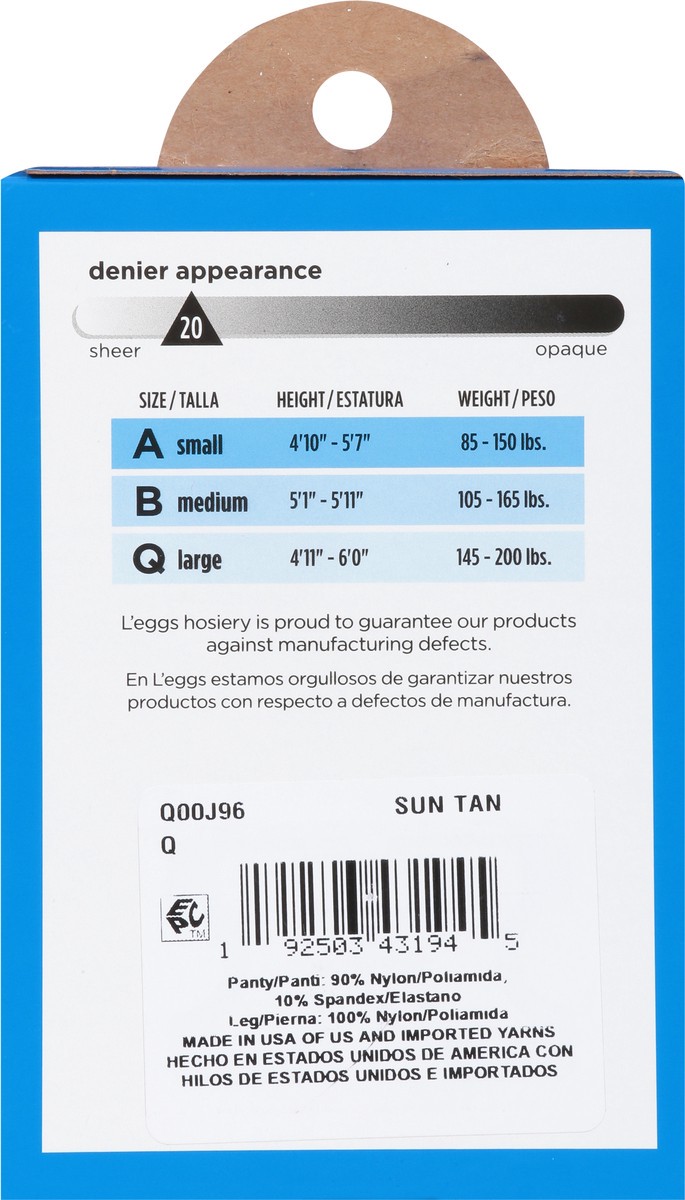slide 5 of 9, L'eggs Everyday Extra Value Q Suntan Sheer Toe Control Top Pantyhose 3 ea, 3 ct