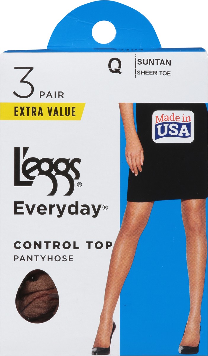 slide 6 of 9, L'eggs Everyday Extra Value Q Suntan Sheer Toe Control Top Pantyhose 3 ea, 3 ct