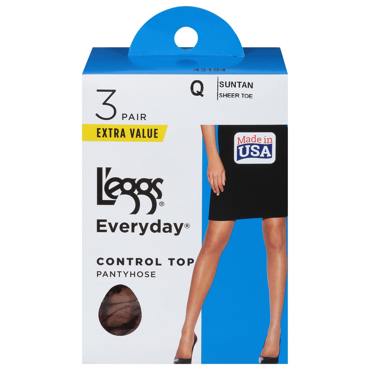 slide 1 of 9, L'eggs Everyday Extra Value Q Suntan Sheer Toe Control Top Pantyhose 3 ea, 3 ct