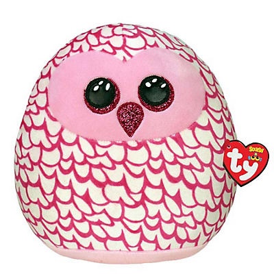 slide 1 of 1, TY Pinky - Pink Owl Squish A Boos Plush, 14 in